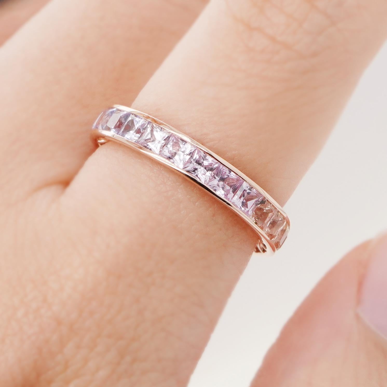Modern BENJAMIN FINE JEWELRY 4.15 cts Princess Fancy Sapphire 18K Eternity Band Ring For Sale