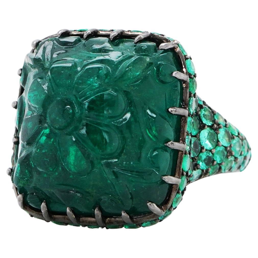 BENJAMIN FINE JEWELRY 4.26 cts Colombian Emerald 18K Ring For Sale