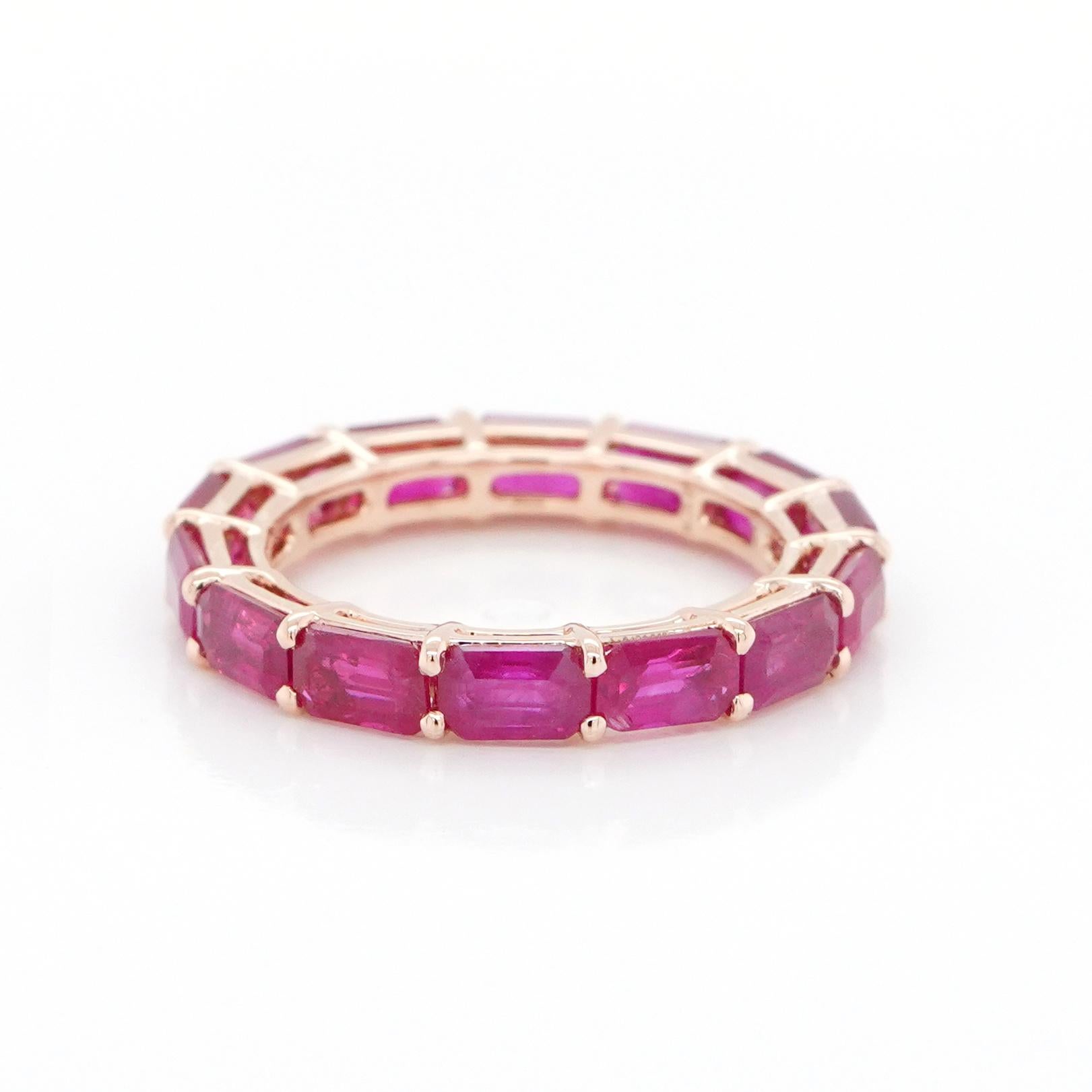Modern BENJAMIN FINE JEWELRY 4.70 cts Burmese Octagon Ruby 18K Eternity Band Ring For Sale