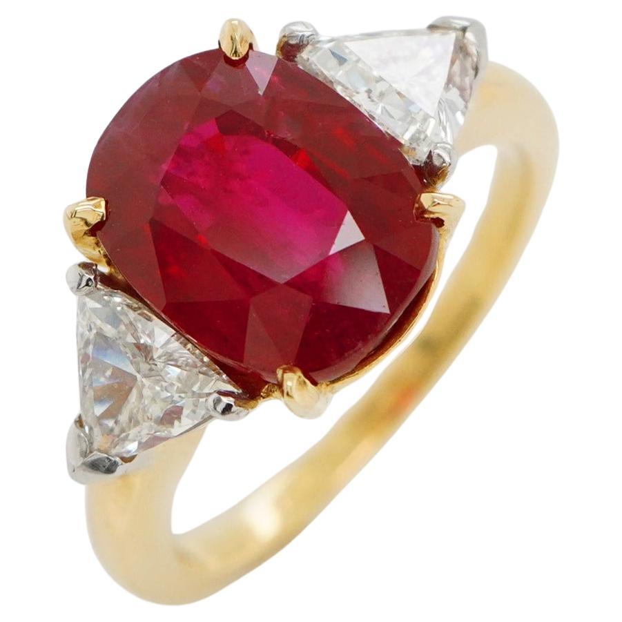 BENJAMIN FINE JEWELRY 4.87 cts Cushion Ruby with Diamond 18K Ring For Sale