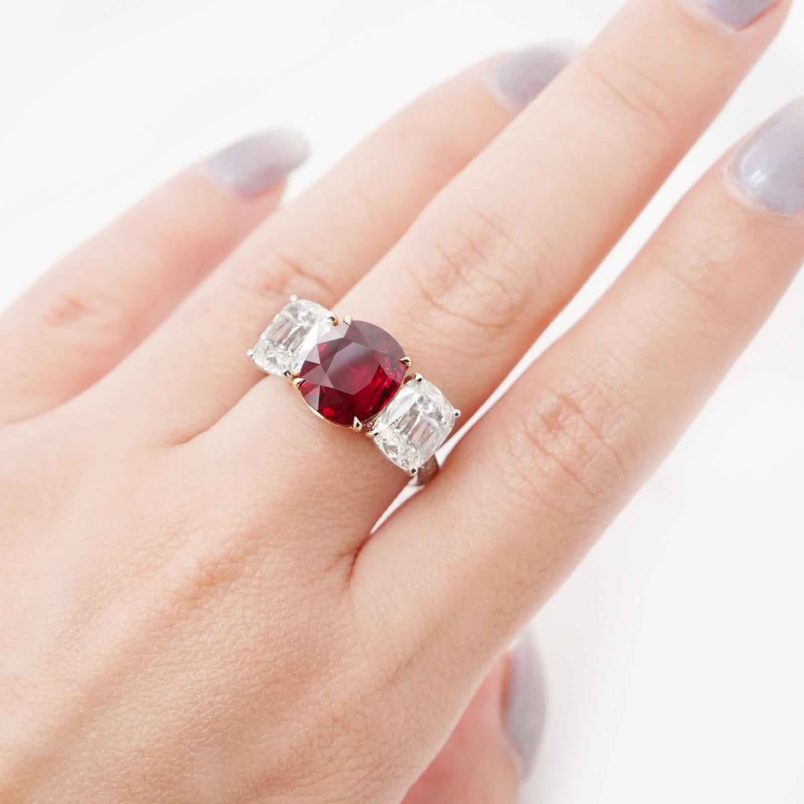 Modern BENJAMIN FINE JEWELRY 5.01 cts Ruby with Diamond 18K Ring For Sale