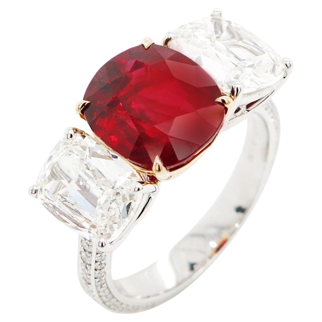 BENJAMIN FINE JEWELRY 5.01 cts Ruby with Diamond 18K Ring For Sale
