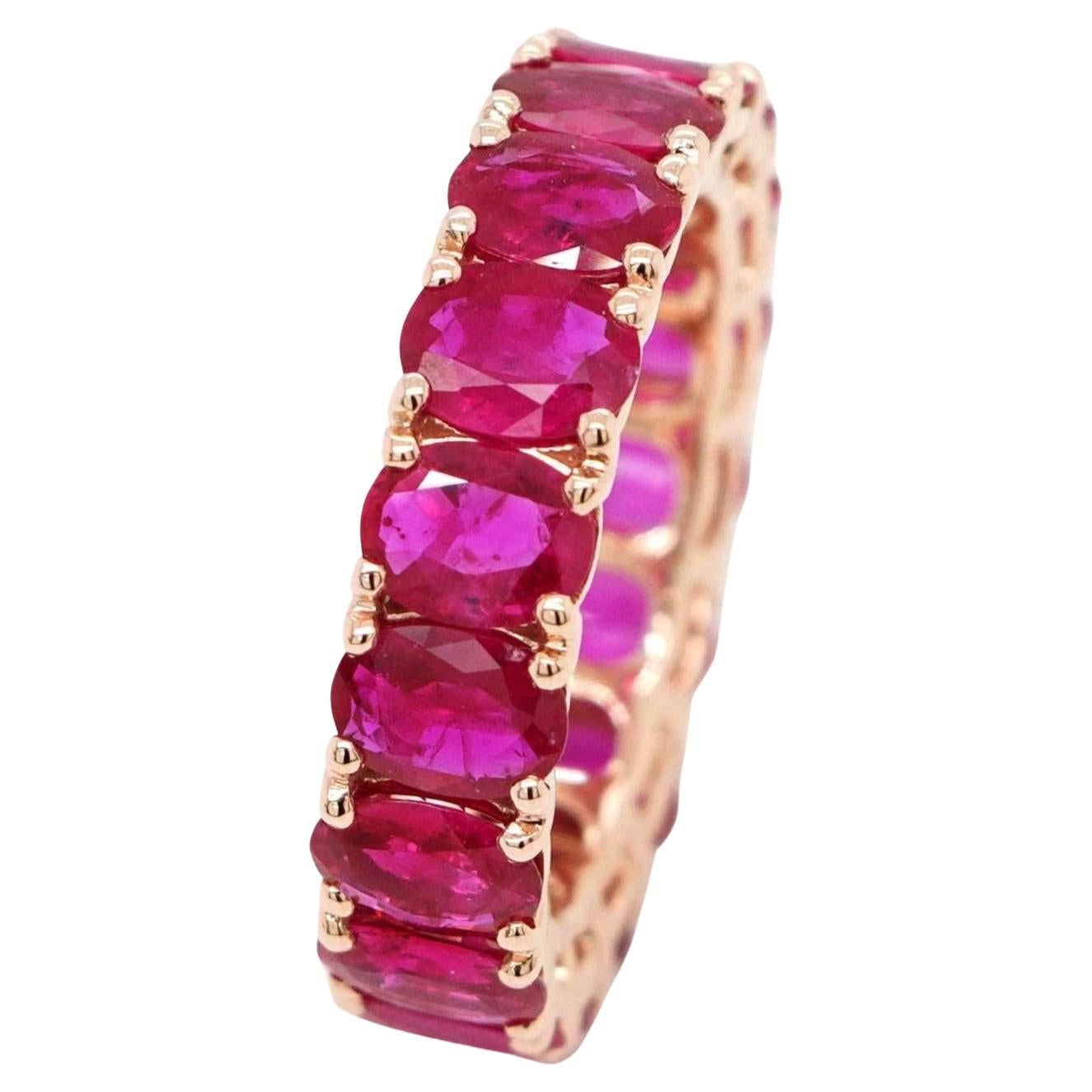 BENJAMIN FINE JEWELRY 5.24 cts Oval Ruby 18K Eternity Band Ring For Sale