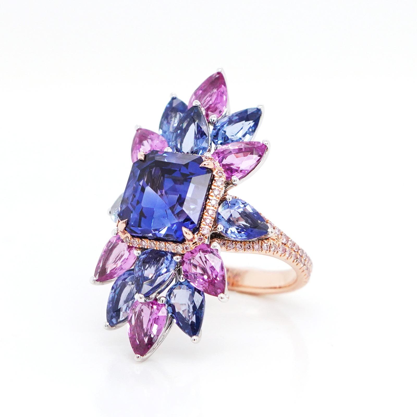 Modern BENJAMIN FINE JEWELRY 5.342 cts Blue Sapphire 18K Ring For Sale