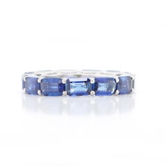 BENJAMIN FINE JEWELRY 5.40 cts Octagon Blue Sapphire 18K Eternity Band Ring