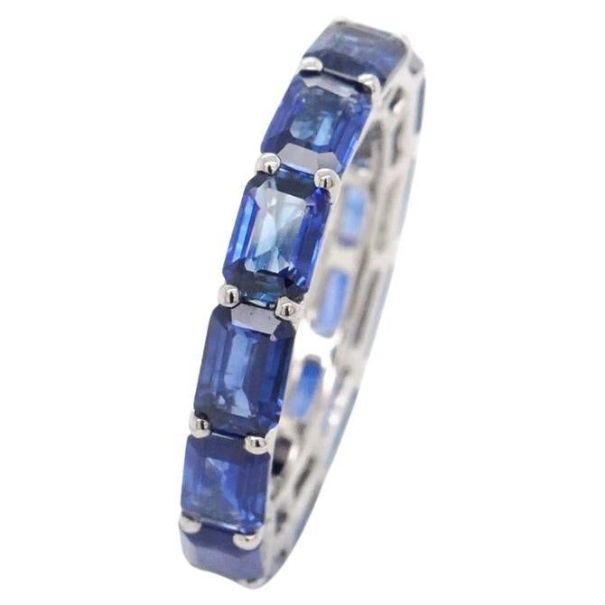 BENJAMIN FINE JEWELRY 5.40 cts Octagon Blue Sapphire 18K Eternity Band Ring For Sale