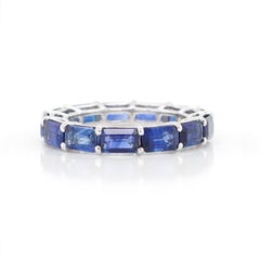 BENJAMIN FINE JEWELRY 5.78 cts Octagon Blue Sapphire 18K Eternity Band Ring