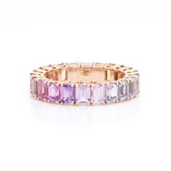 BENJAMIN FINE JEWELRY 6.24 cts Octagon Fancy Sapphire 18K Eternity Band Ring