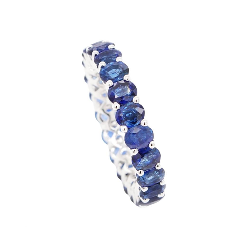Modern BENJAMIN FINE JEWELRY 6.41 cts Oval Blue Sapphire 18K Eternity Band Ring For Sale