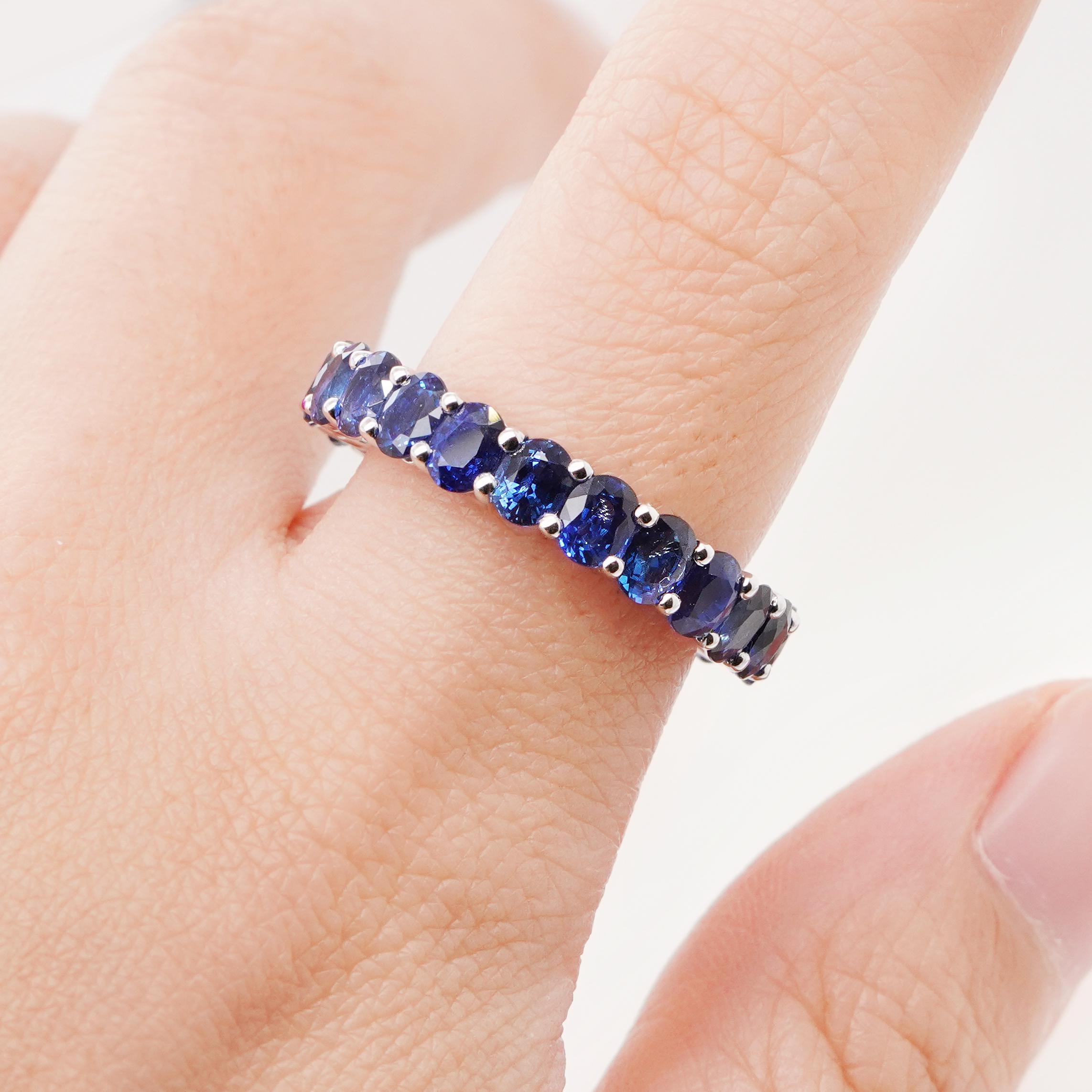 Oval Cut BENJAMIN FINE JEWELRY 6.41 cts Oval Blue Sapphire 18K Eternity Band Ring For Sale