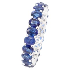 BENJAMIN FINE JEWELRY 6.41 cts Oval Blue Sapphire 18K Eternity Band Ring