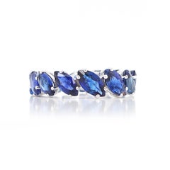 BENJAMIN FINE JEWELRY 6.78 cts Marquise  Blue Sapphire 18K Eternity Band Ring