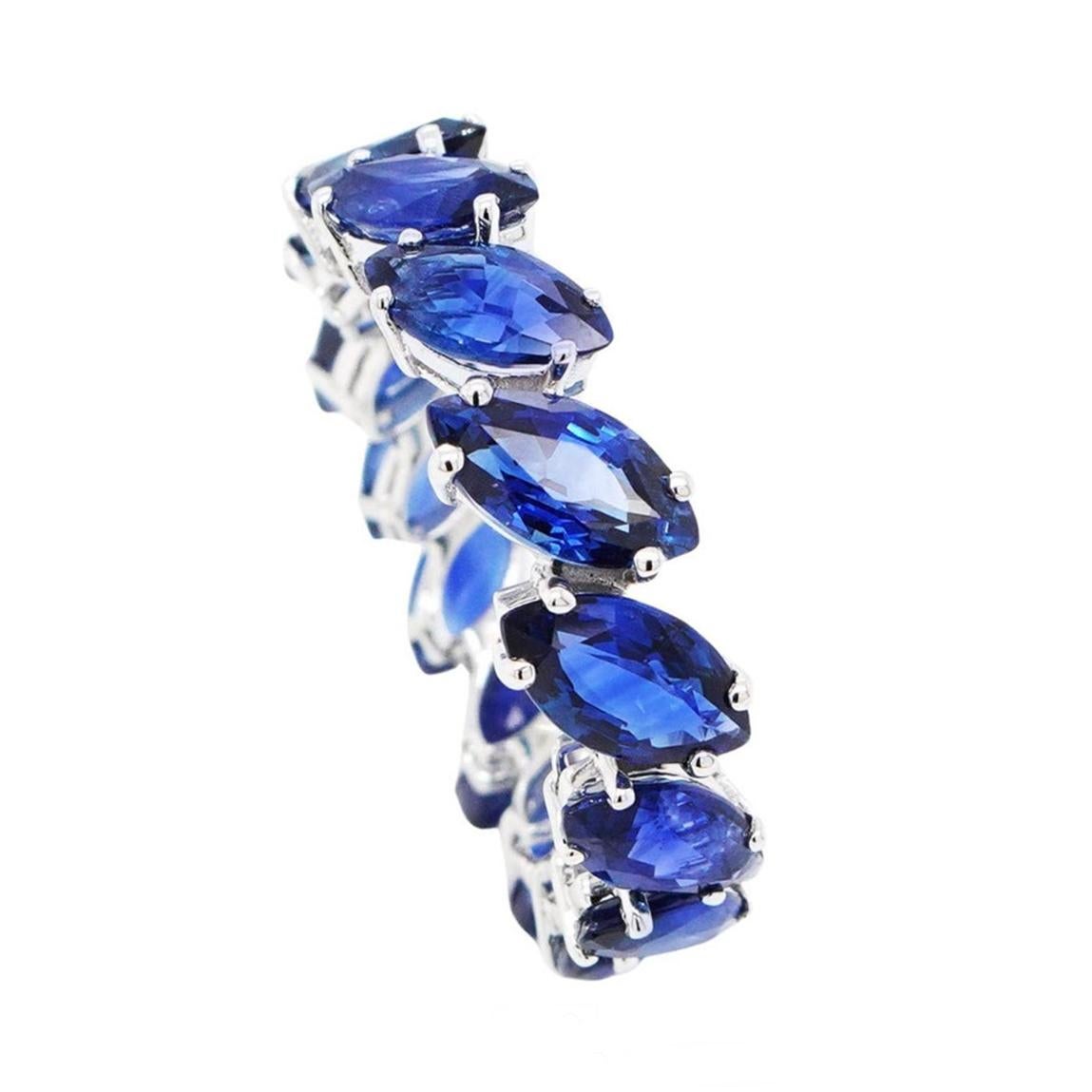 Modern BENJAMIN FINE JEWELRY 6.78 cts Marquise  Blue Sapphire 18K Eternity Band Ring For Sale