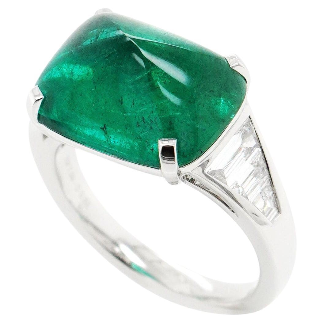 BENJAMIN FINE JEWELRY 7.09 cts Emerald with Diamond 18K Ring For Sale