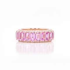 BENJAMIN FINE JEWELRY 7.42 cts Octagon Pink Sapphire 18K Eternity Band Ring