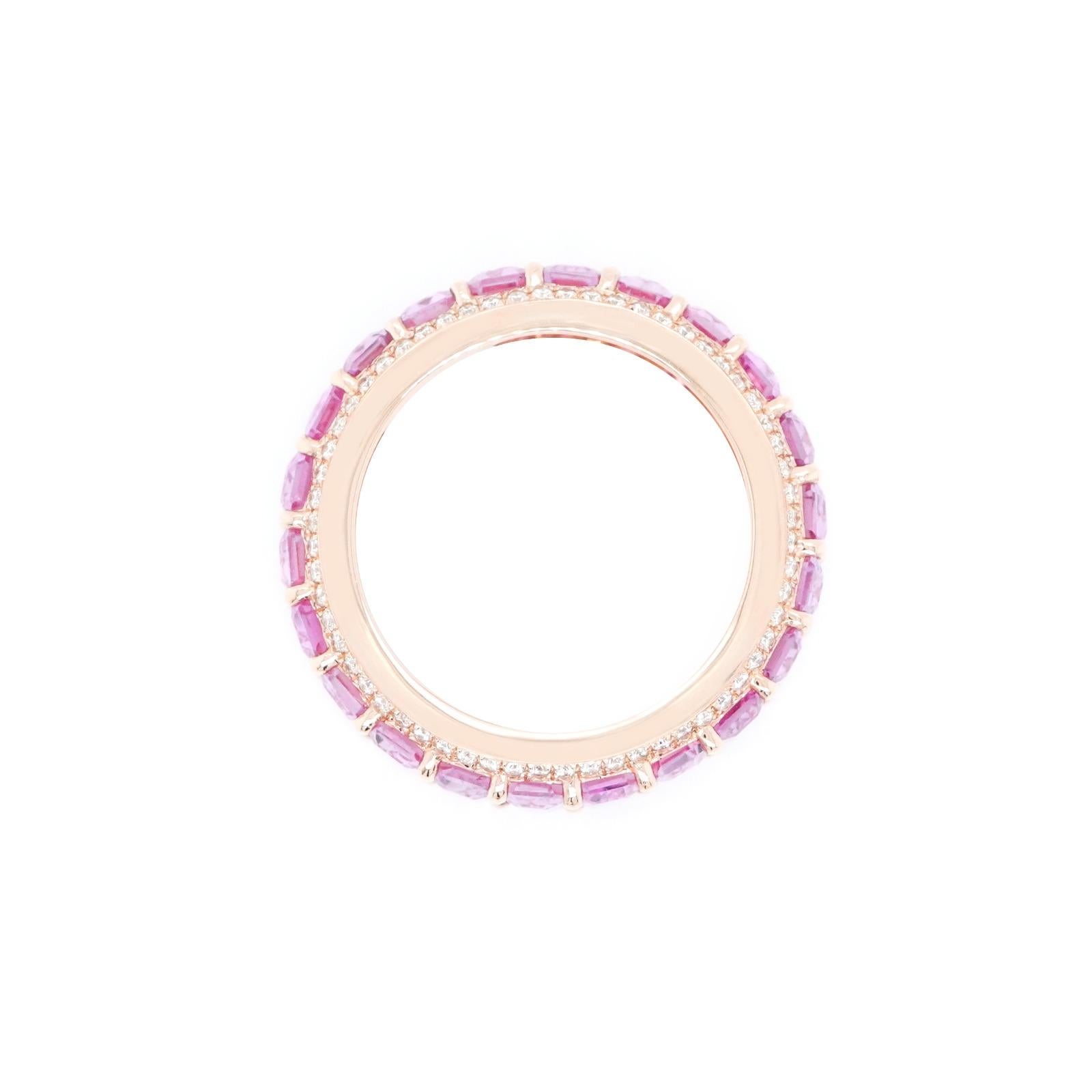 Modern BENJAMIN FINE JEWELRY 7.10 cts Octagon Pink Sapphire 18K Eternity Band Ring For Sale