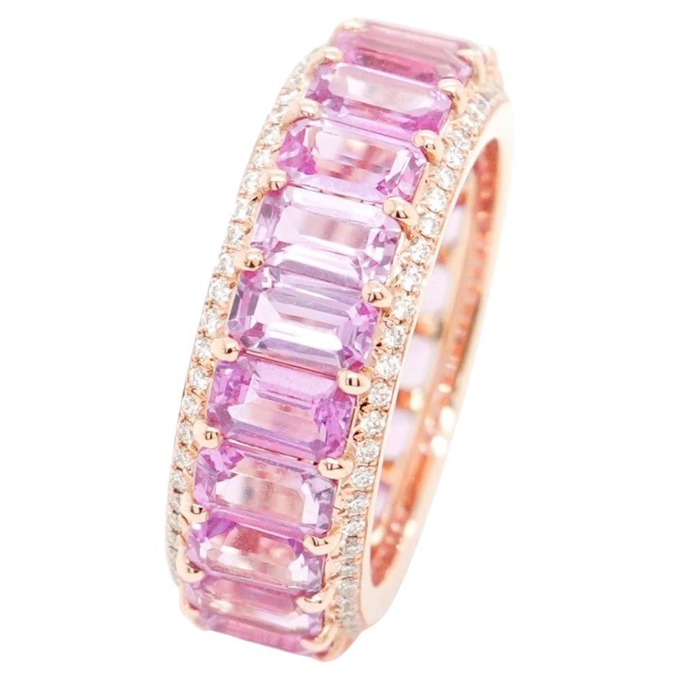 BENJAMIN FINE JEWELRY 7.10 cts Octagon Pink Sapphire 18K Eternity Band Ring For Sale