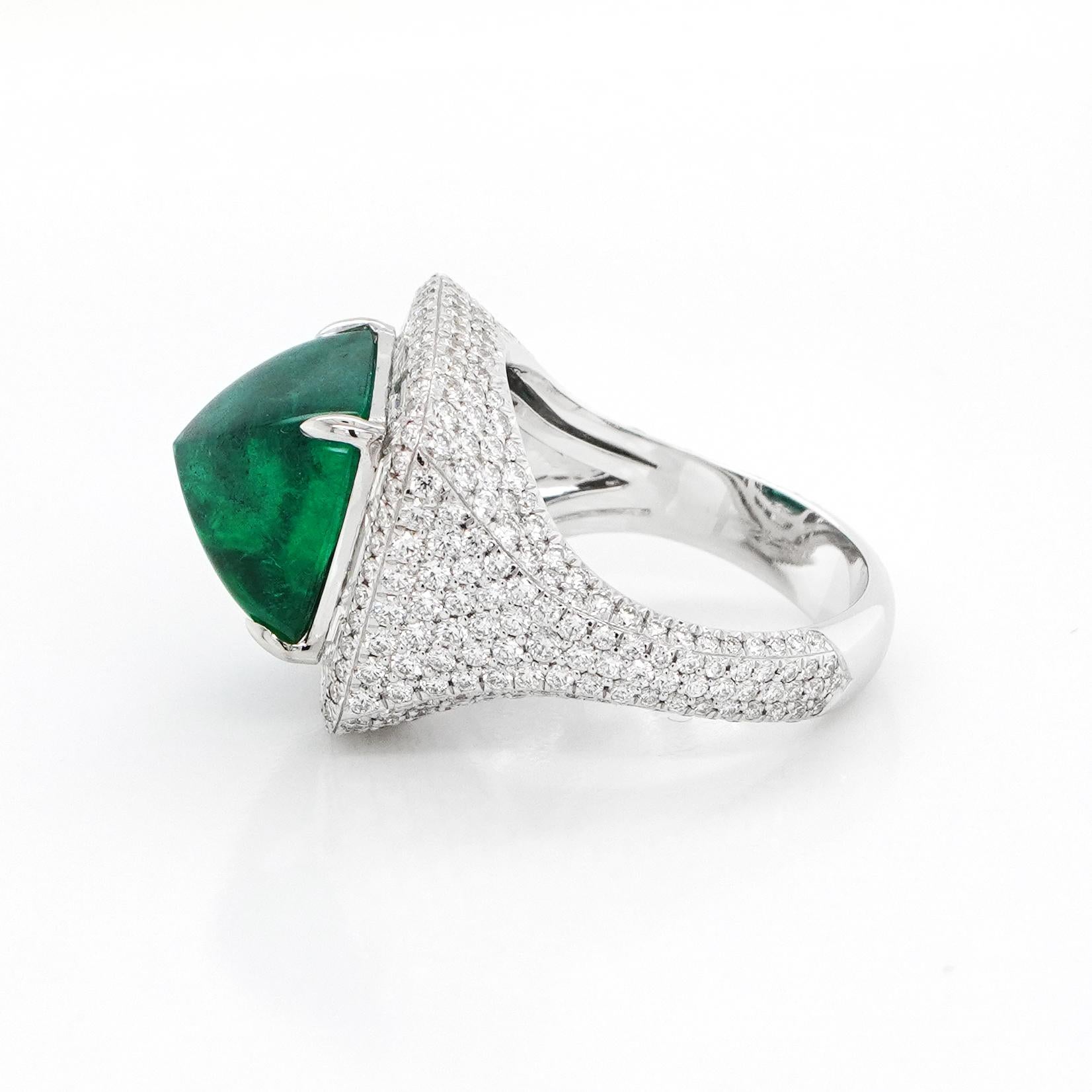Modern BENJAMIN FINE JEWELRY 7.12 cts Emerald with Diamond 18K Ring For Sale