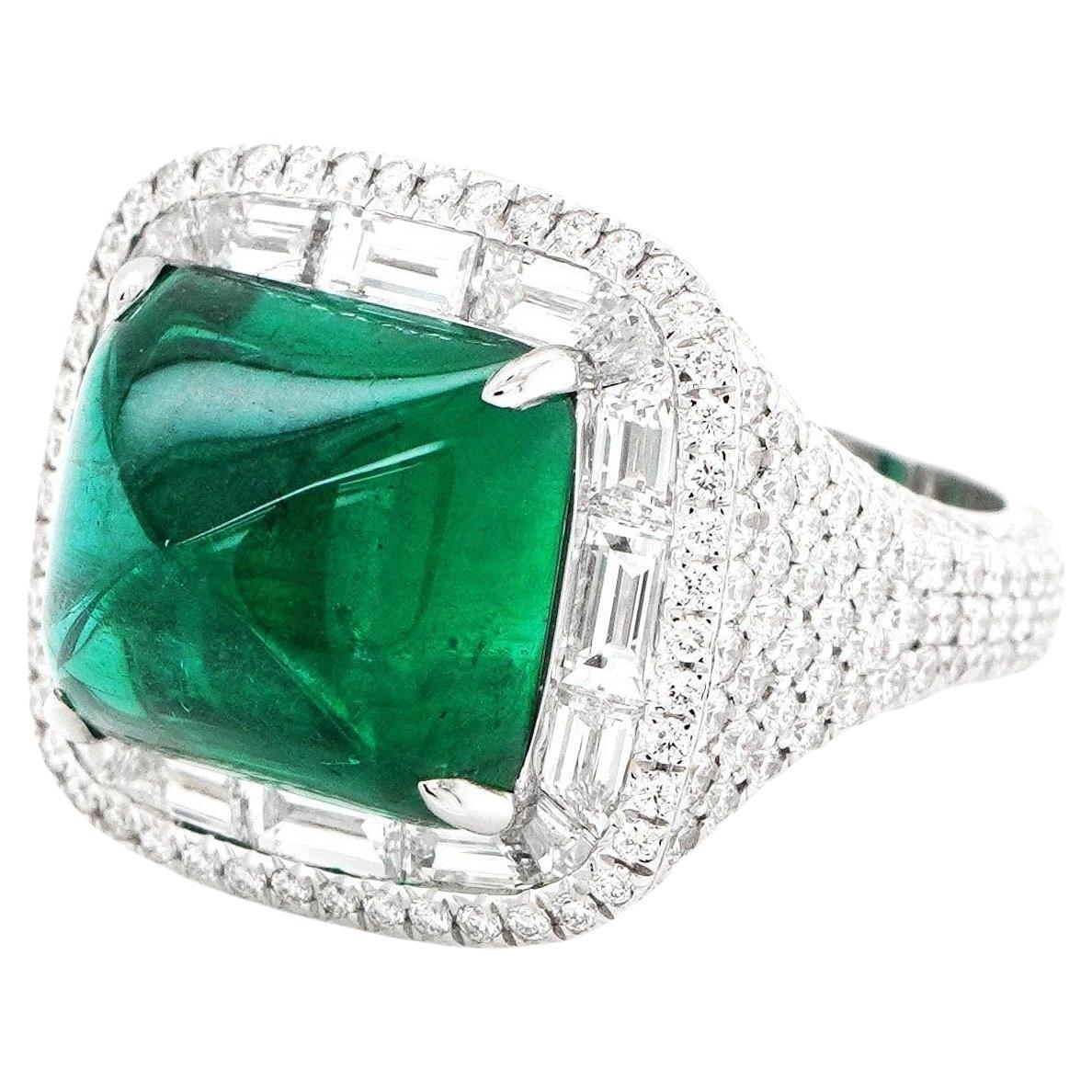 BENJAMIN FINE JEWELRY 7.12 cts Emerald with Diamond 18K Ring For Sale