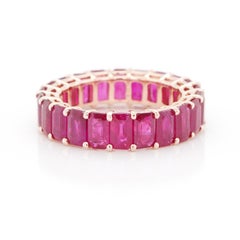 BENJAMIN FINE JEWELRY 7.44 cts Burmese Octagon Ruby 18K Eternity Band Ring