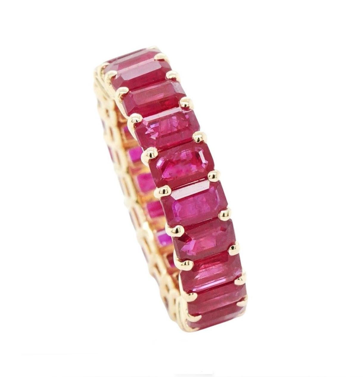 Octagon Cut BENJAMIN FINE JEWELRY 7.44 cts Burmese Octagon Ruby 18K Eternity Band Ring For Sale