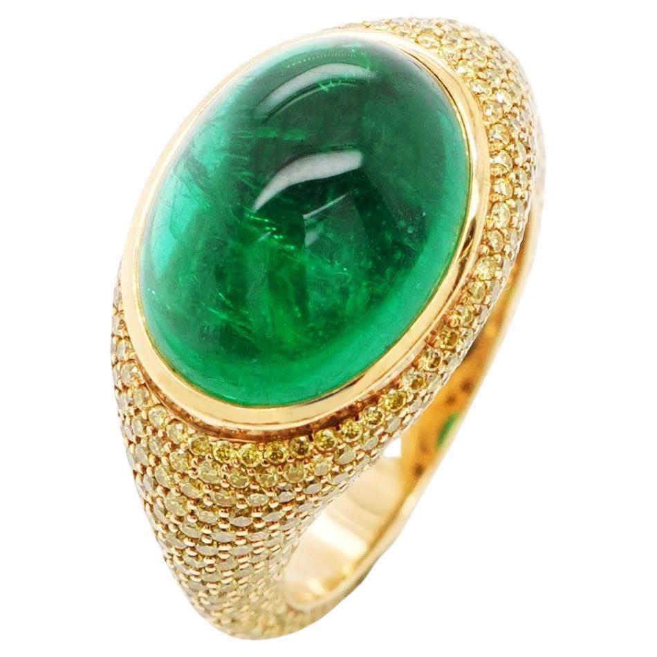 BENJAMIN FINE JEWELRY 8.04 cts Emerald with Diamond 18K Ring For Sale