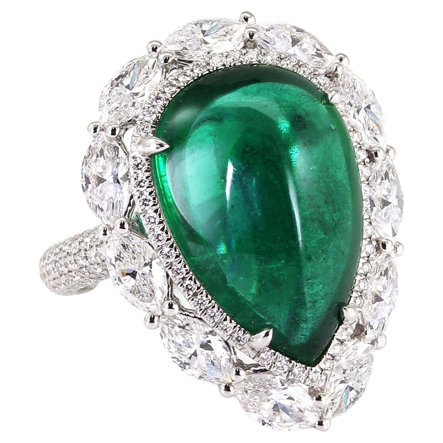 BENJAMIN FINE JEWELRY 8.44 cts Emerald with Diamond 18K Ring For Sale
