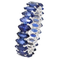 BENJAMIN FINE JEWELRY 8.61 cts Marquise Blue Sapphire 18K Eternity Band Ring