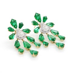 BENJAMIN FINE JEWELRY 8.83 cts Emerald with Diamond 18K Earrings