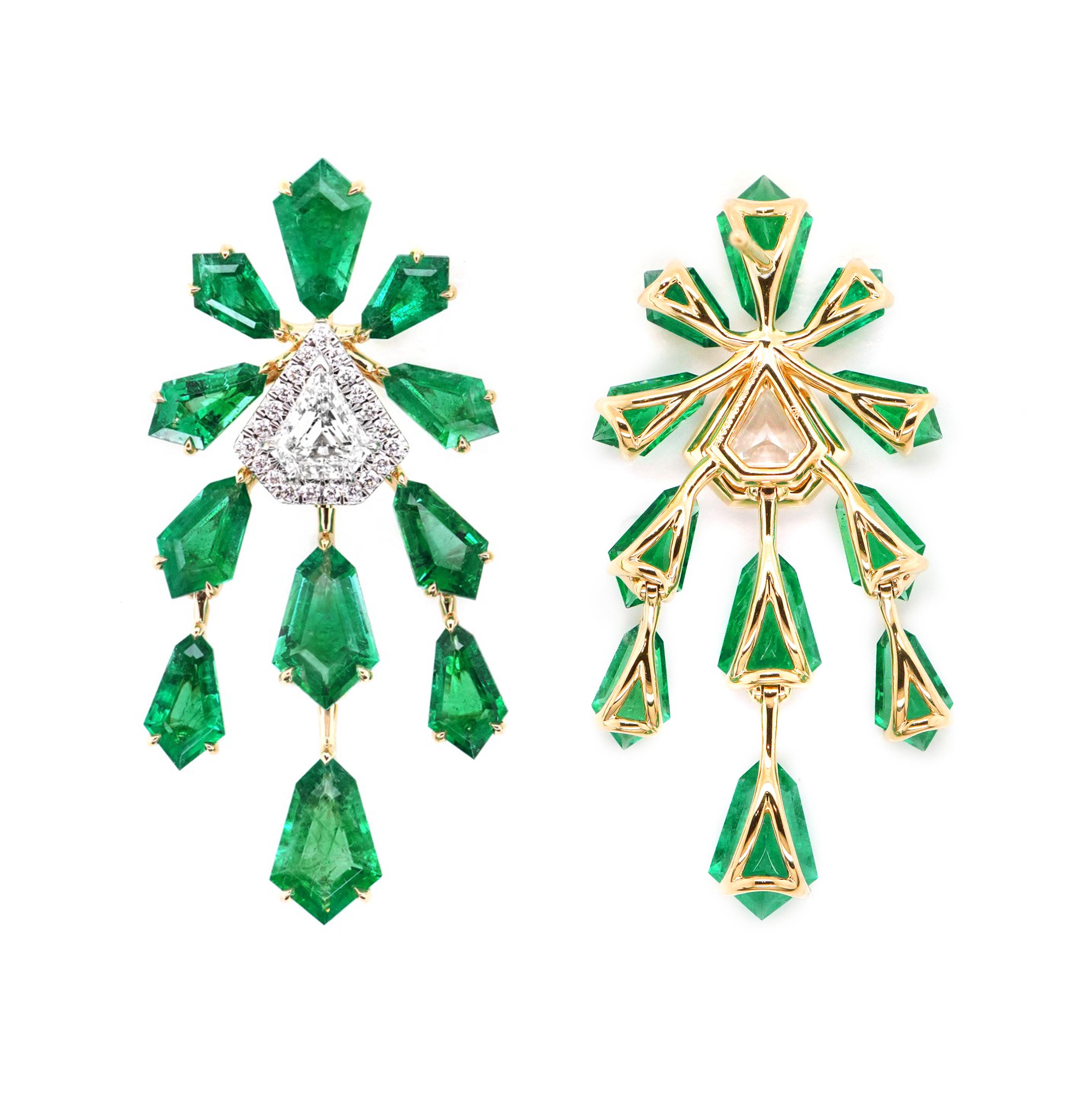 Modern BENJAMIN FINE JEWELRY 8.83 cts Emerald with Diamond 18K Earrings  For Sale