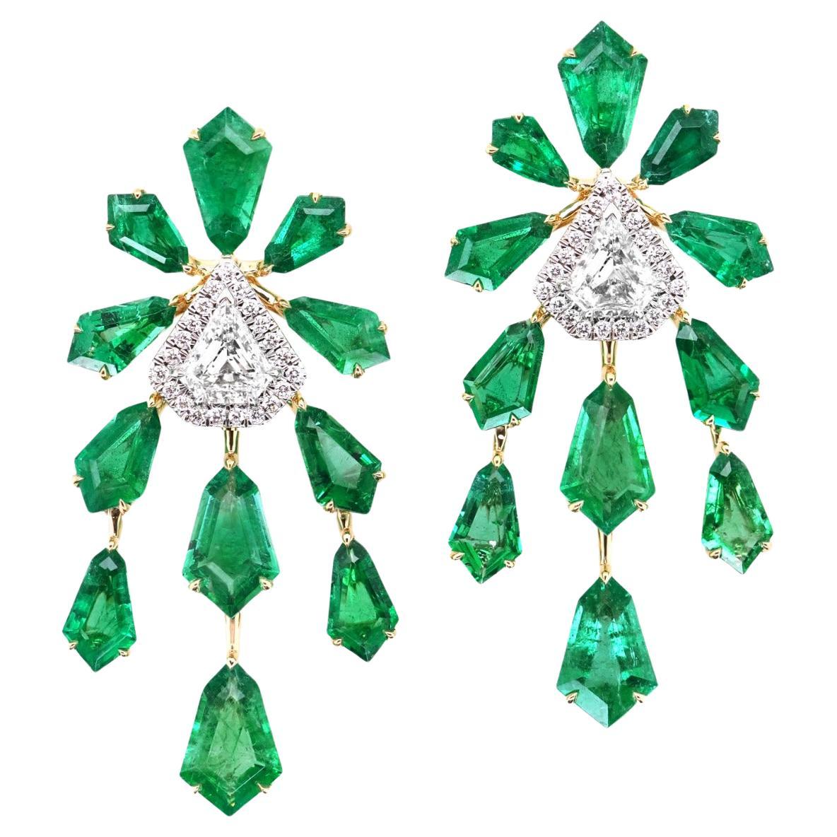 BENJAMIN FINE JEWELRY 8.83 cts Emerald with Diamond 18K Earrings  For Sale