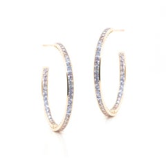 BENJAMIN FINE JEWELRY 8.88 cts Princess Fancy Sapphire 18K Eternity Hoops