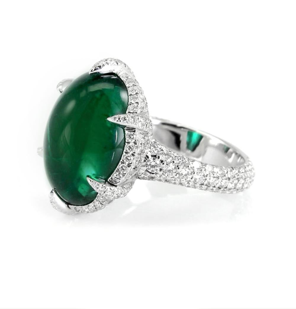 Oval Cut BENJAMIN FINE JEWELRY 8.91 cts Emerald with Diamond Pavée 18K Ring For Sale