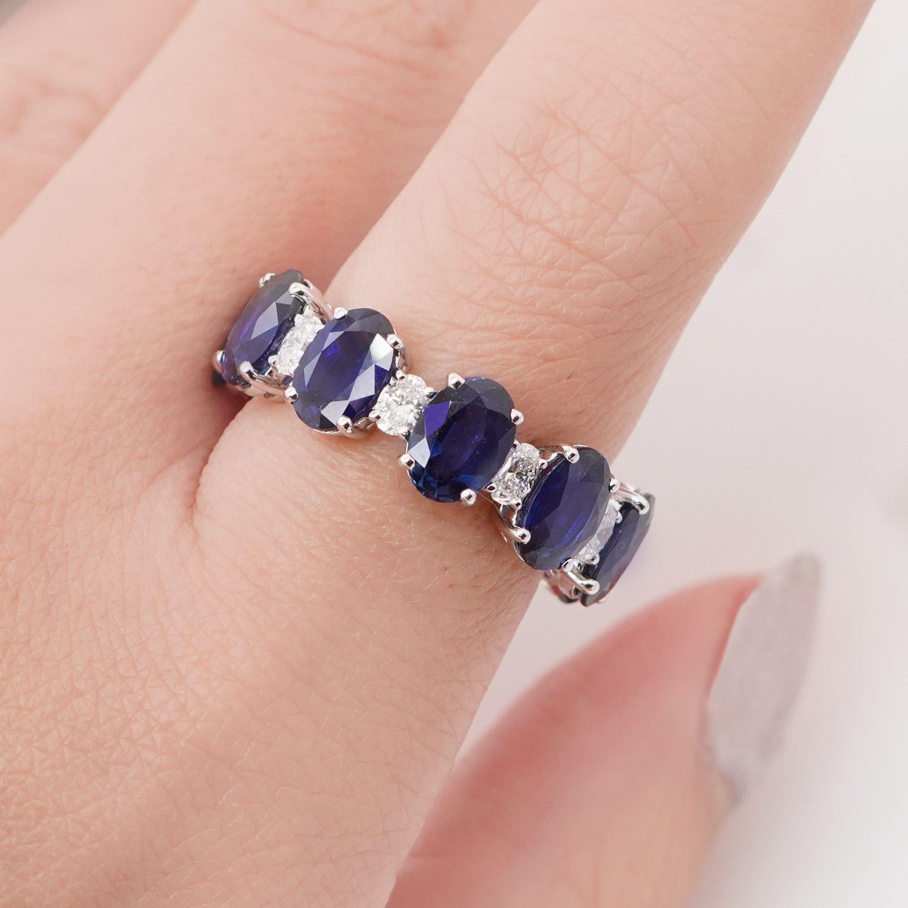 Oval Cut BENJAMIN FINE JEWELRY 8.95 cts Oval Blue Sapphire 18K Eternity Band Ring For Sale