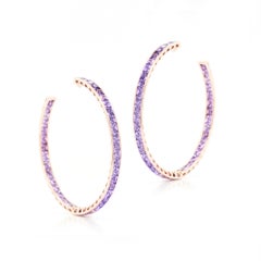 BENJAMIN FINE JEWELRY 8.97 cts Princess Fancy Sapphire 18K Eternity Hoops