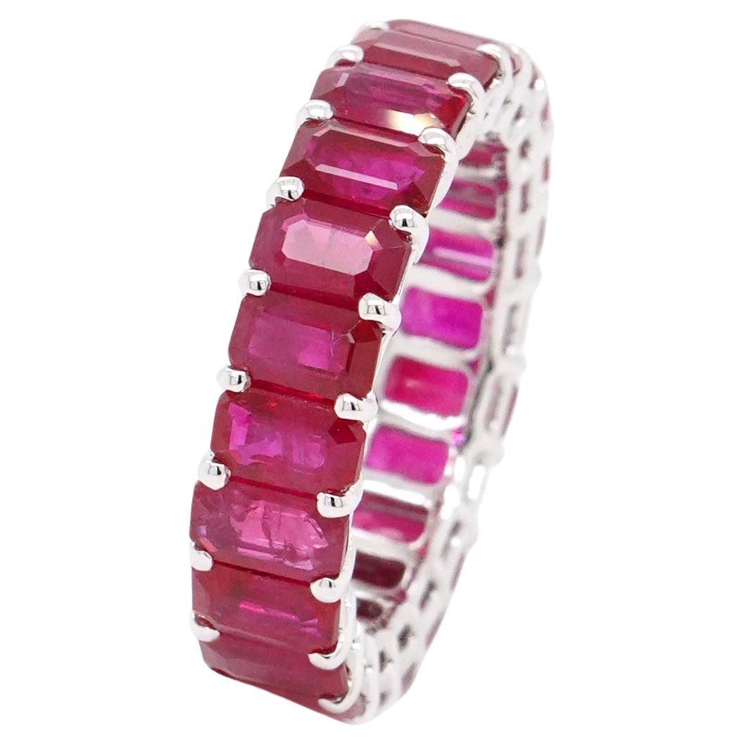 BENJAMIN FINE JEWELRY 9.02 cts Octagon Ruby 18K Eternity Band Ring For Sale