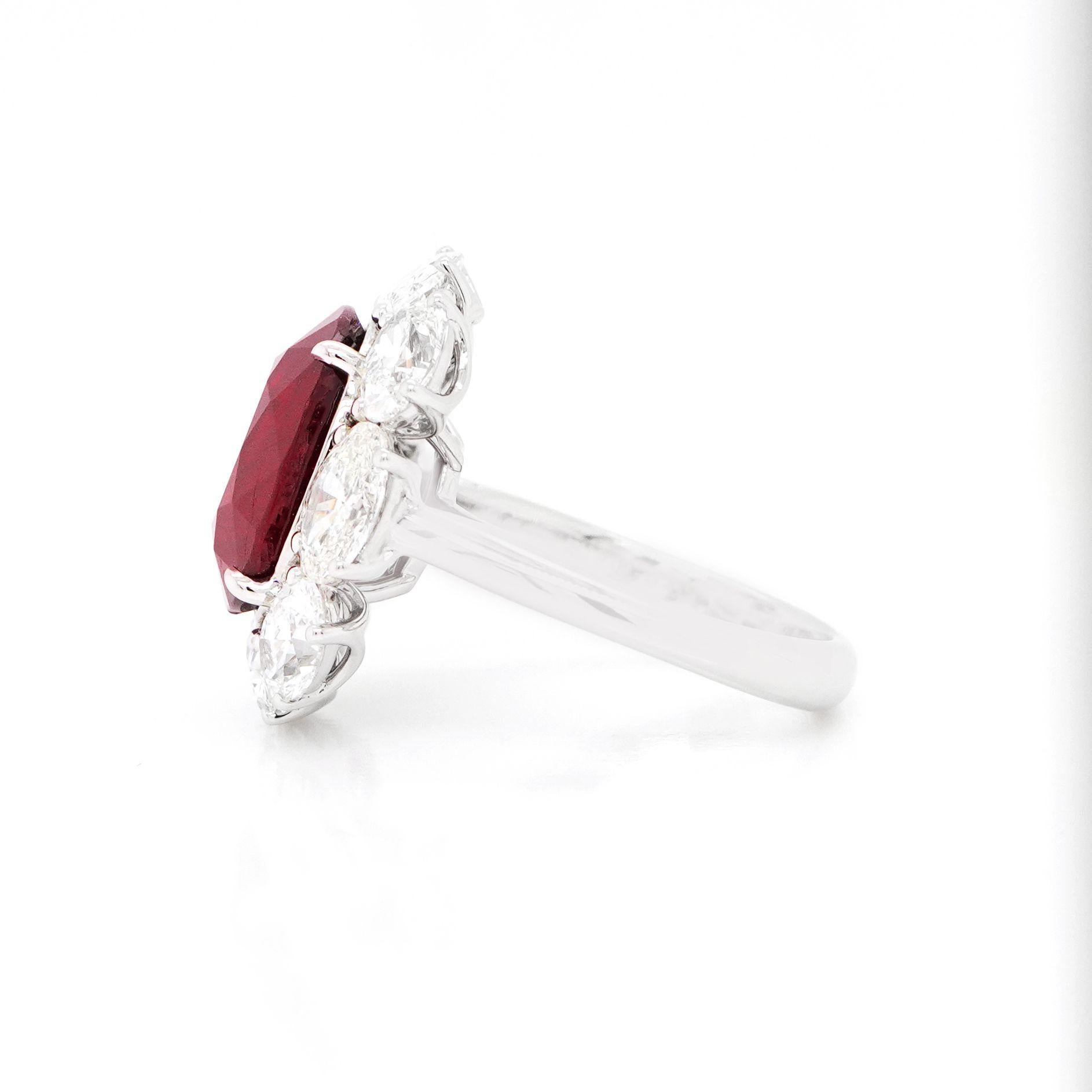 Oval Cut BENJAMIN FINE JEWELRY 9.09 cts Ruby with Diamond 18K Ring For Sale