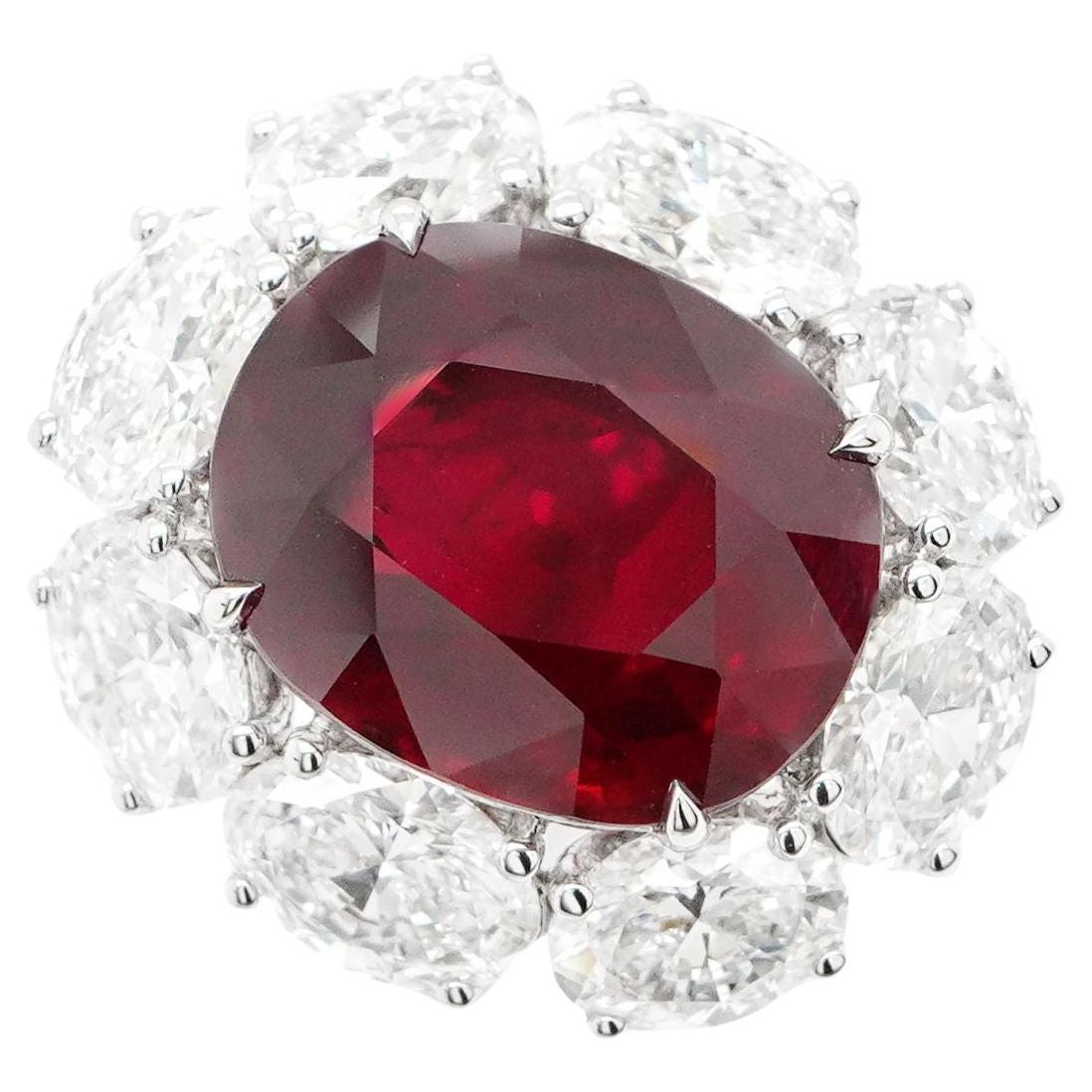 BENJAMIN FINE JEWELRY 9.09 cts Ruby with Diamond 18K Ring For Sale