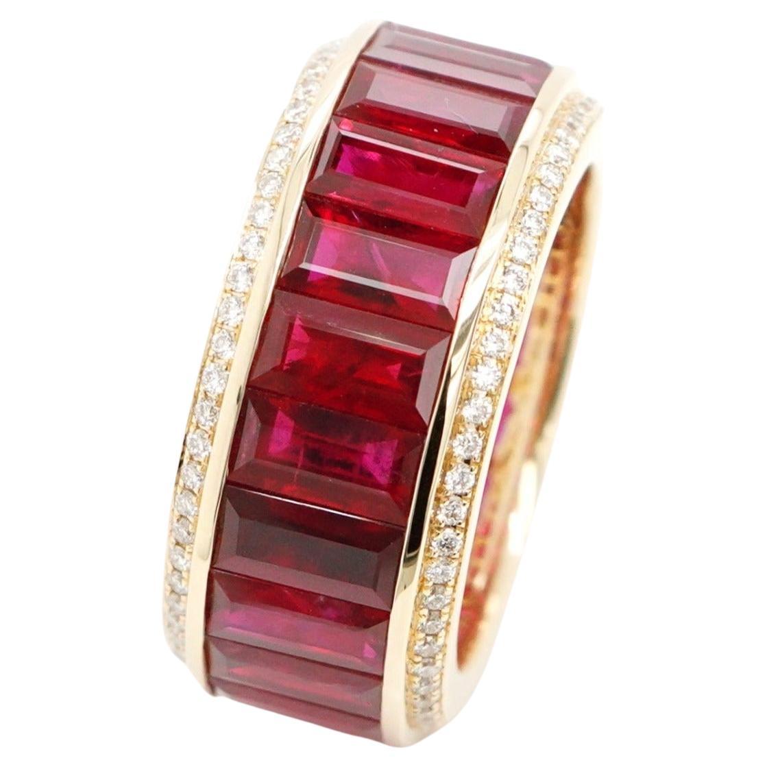 BENJAMIN FINE JEWELRY 9.14 cts Baguette Ruby 18K Eternity Band Ring For Sale