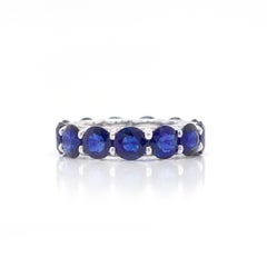 BENJAMIN FINE JEWELRY 9.27 cts Round Blue Sapphire 18K Eternity Band Ring