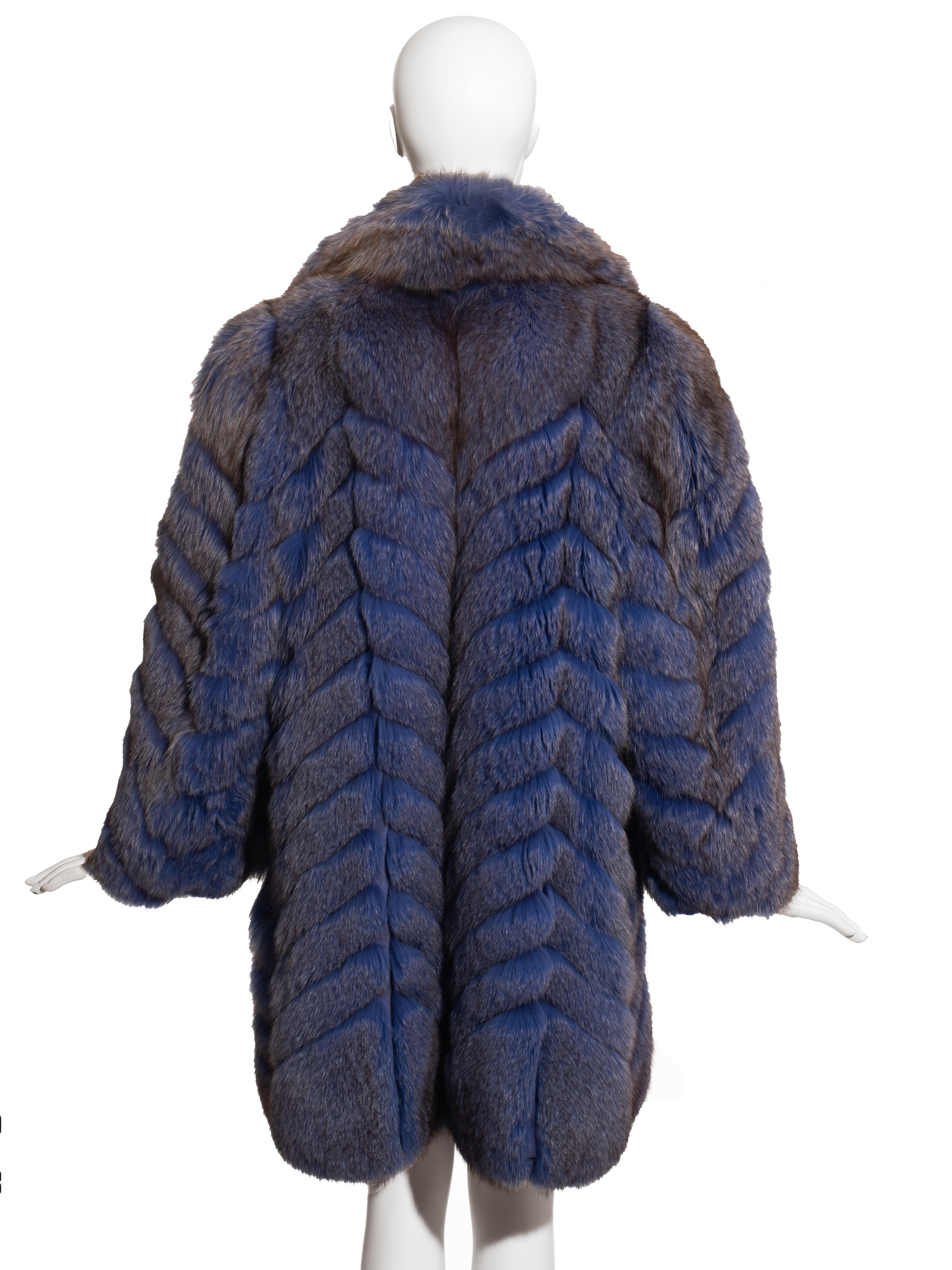 Blue Benjamin Fourrures blue fox fur coat, c. 1980 For Sale