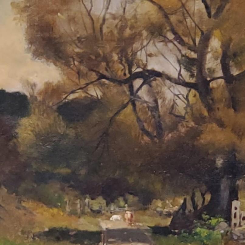 An American Autumn Landscape Oil Painting Signed and Dated by Benjamin De Haven - Brown Landscape Painting by Benjamin Franklin De Haven