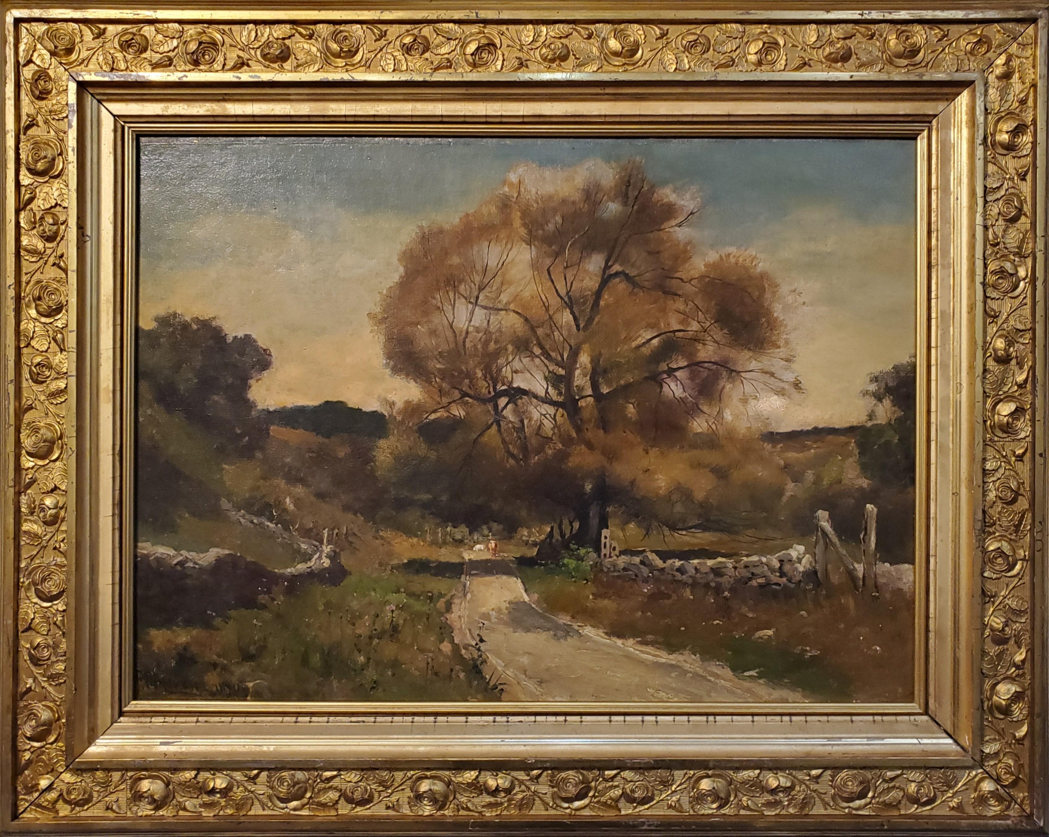 Benjamin Franklin De Haven Landscape Painting - An American Autumn Landscape Oil Painting Signed and Dated by Benjamin De Haven