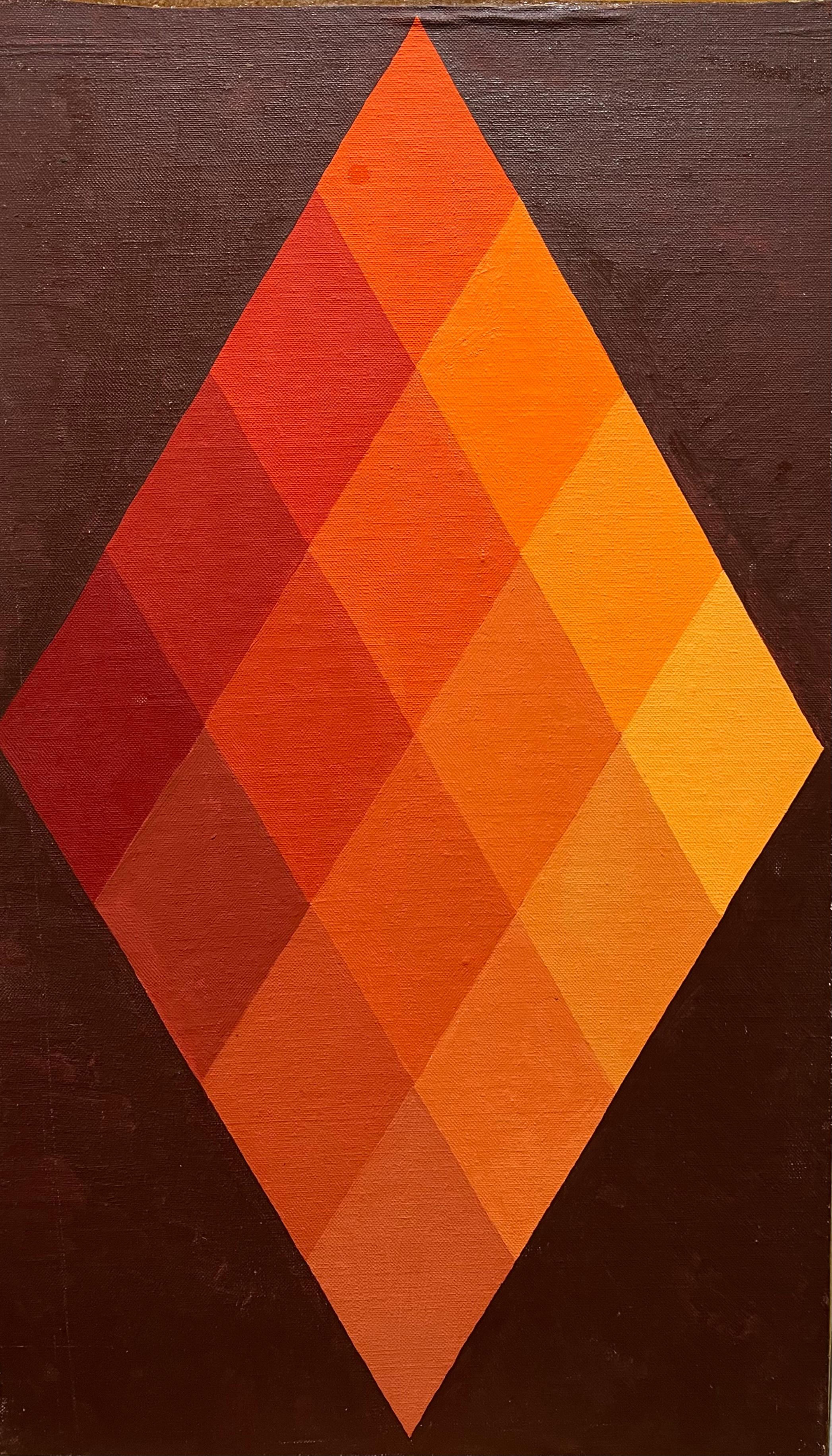1968 Abstraktes geometrisches Gemälde Sechs Dimensionen von Orange – Painting von Benjamin Frazier Cunningham