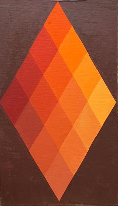 1968 Abstract Geometric Painting “Six Dimensions of Orange”
