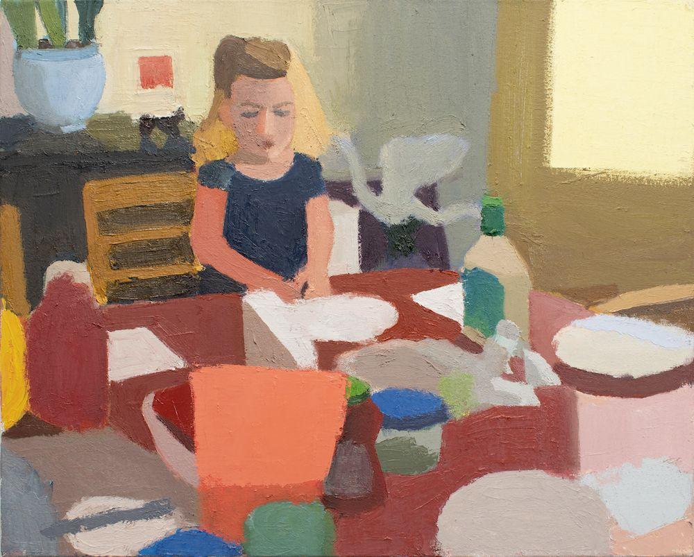 Benjamin Frederick Figurative Painting - Corrie Waiting [setting the dining table]
