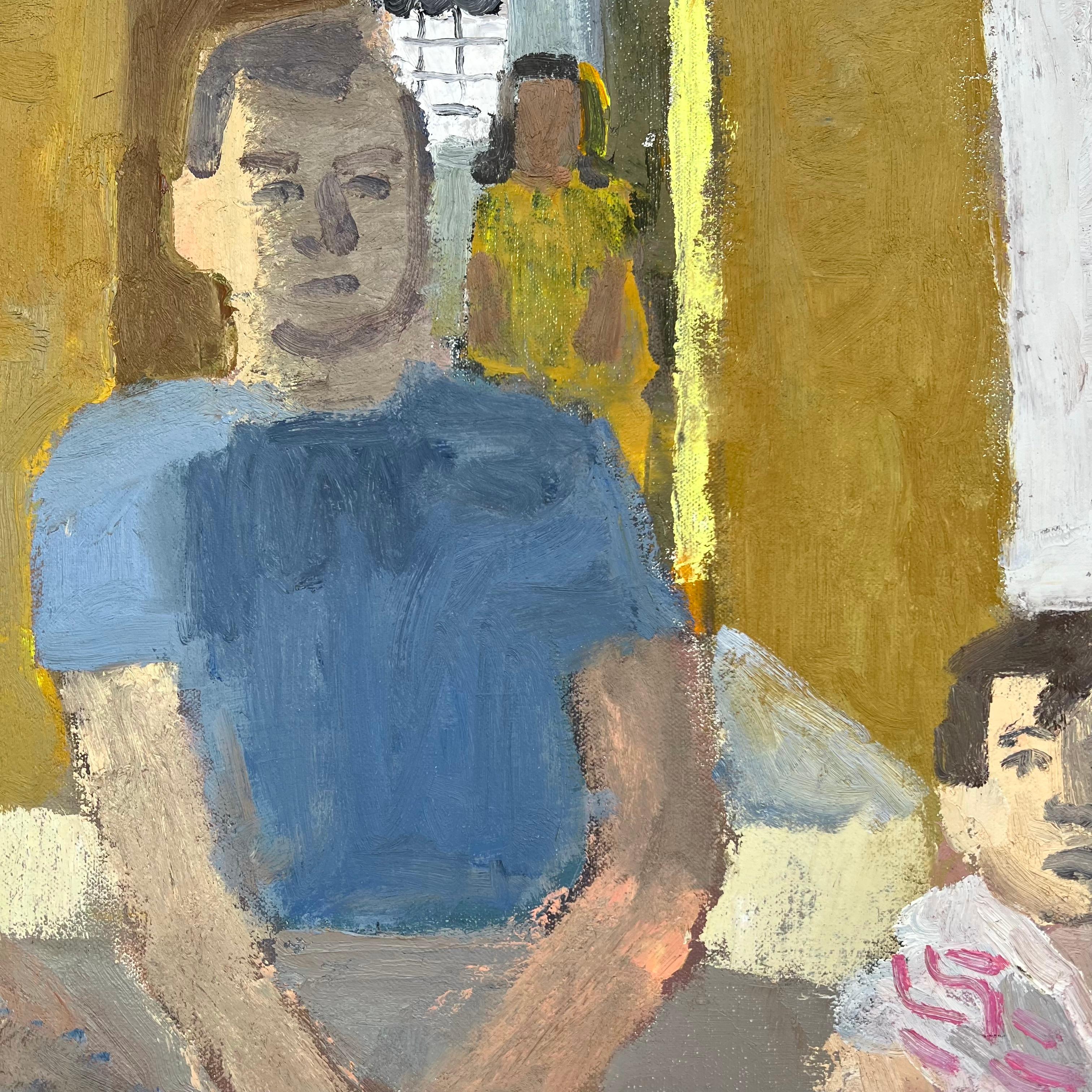 Vor dem Spiegel im Flur sitzend – Painting von Benjamin Frederick