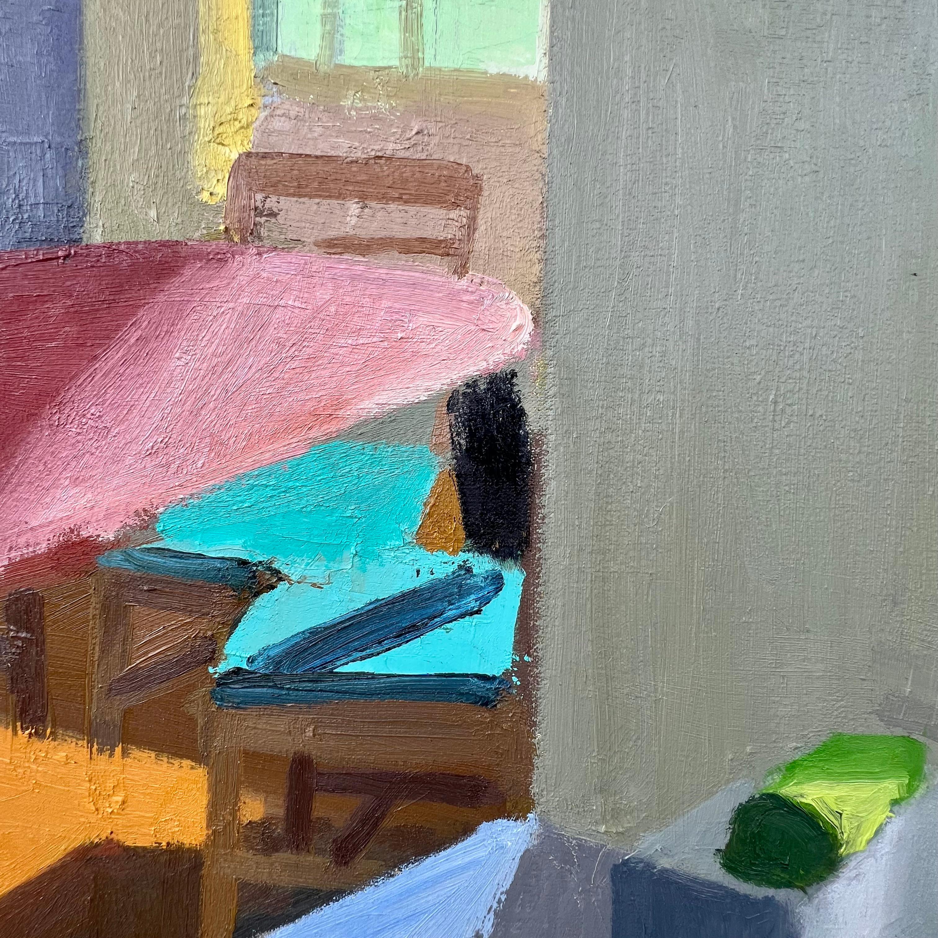 Split Infinity [tra soggiorno e sala da pranzo] - Figurative Painting Grigio di Benjamin Frederick