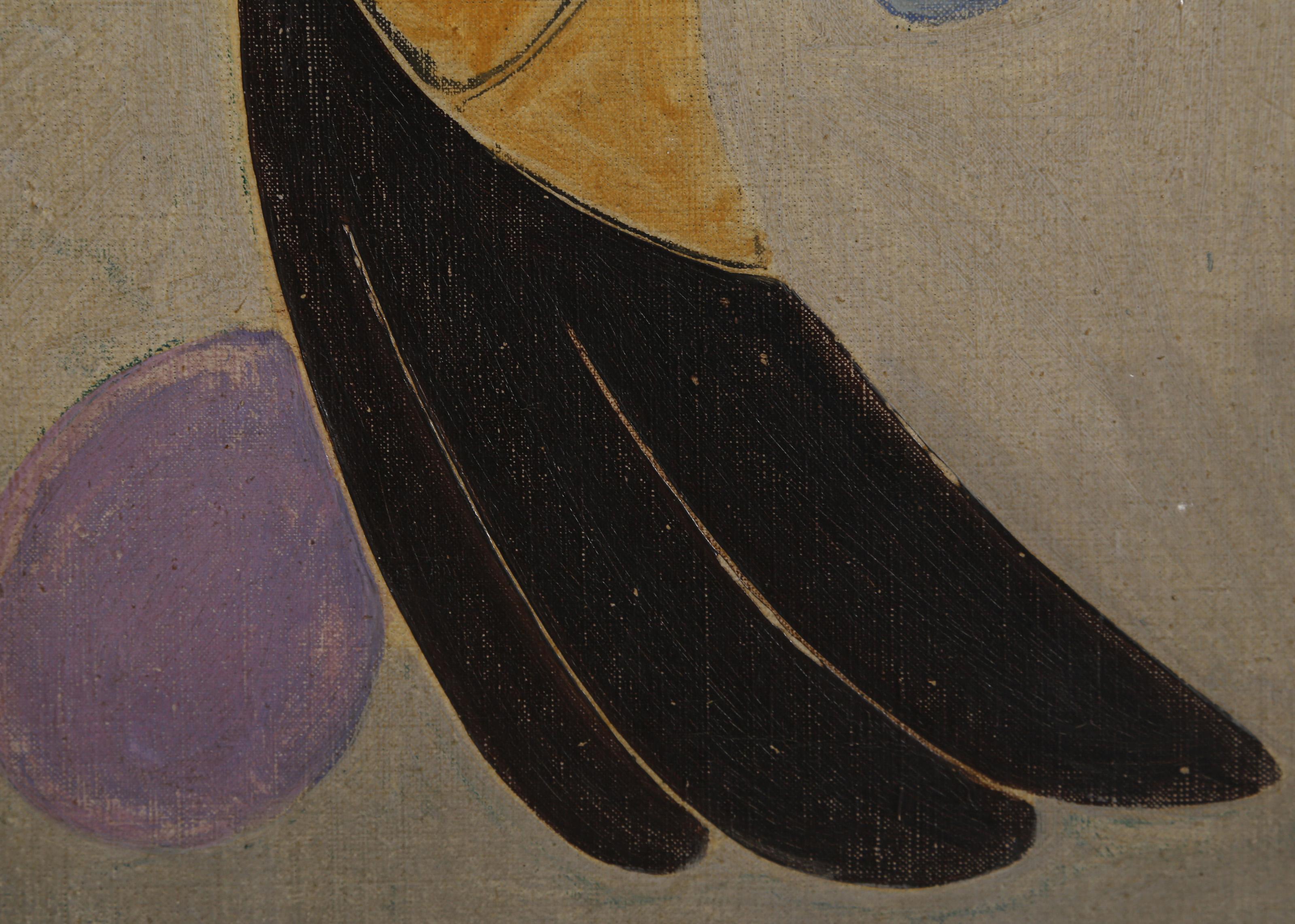 An abstract painting by American artist Benjamin Benno of a faceless floating figure.

Abstract Form
Benjamin Benno, American (1901–1980)
Date: 1933
Oil on canvas, signed and dated upper right
Size: 14 x 10.5 in. (35.56 x 26.67 cm)
Frame Size: 14.5