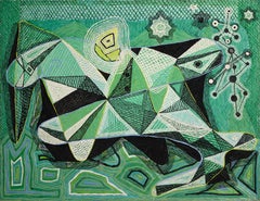 Un'evocazione sull'uomo e la natura, pittura cubista astratta di Benjamin Benno 1939